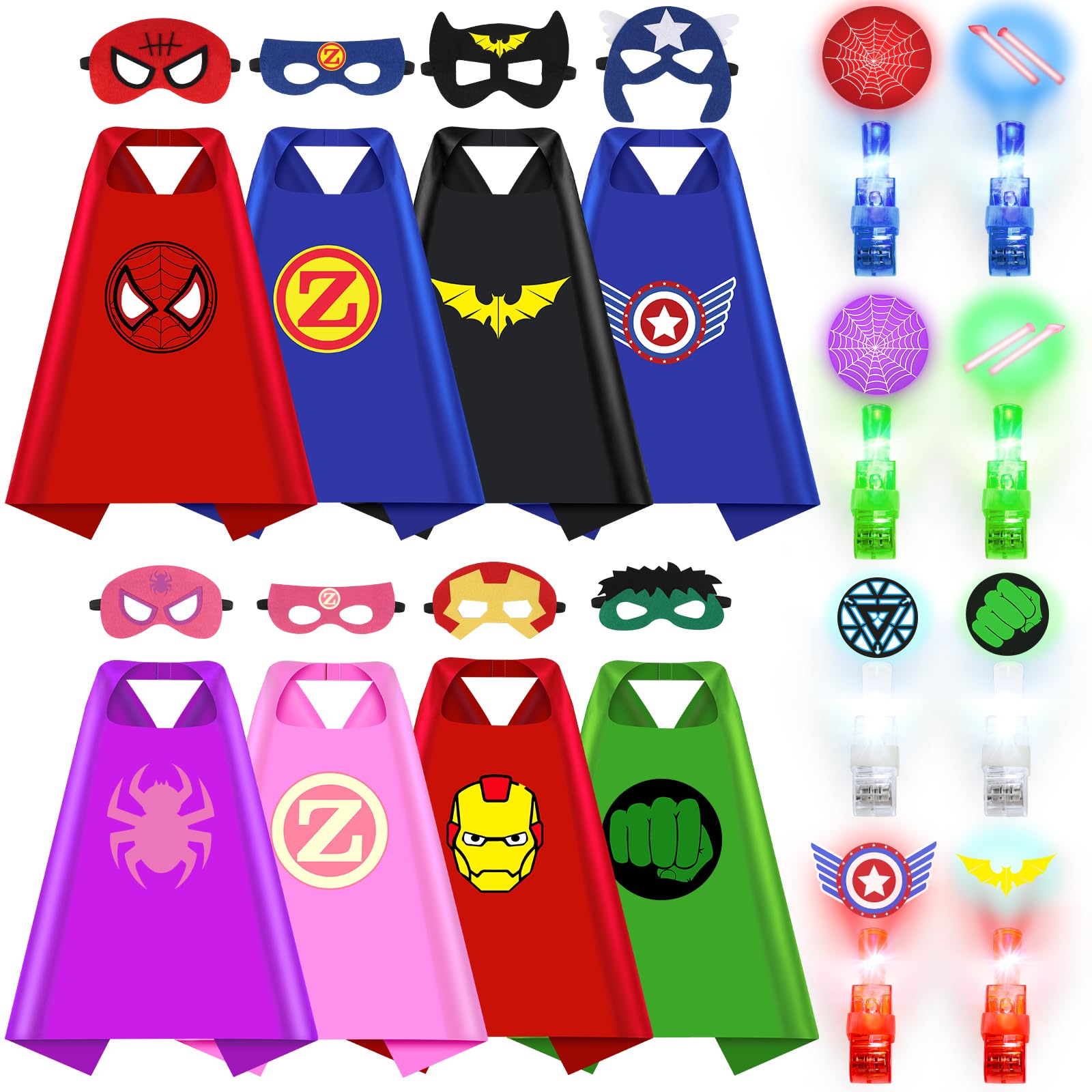 KUBUSFLY Superhero Capes for Kids, 8 Pack Halloween Costumes with Capes Masks Dress Up Set for Cosplay Party Birthday Halloween Christmas Gifts Toys for Boys Girls Kids Toddler 3 4 5 6 7+