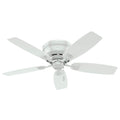 Hunter 48 inch Outdoor or Indoor Ceiling Fan No Light - Low Profile Flush Mount, White Ceiling Fan without Light, For Patio, Porch, Garage, or Living Room, 5 Blades, Pull Chain - Sea Wind 53119, White