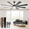 TCL Ceiling Fans with Lights and Remote: 8 Blades, Quiet Reversible DC Motor, Dimmable Super Bright LED, Noiseless Large Modern Fan for Room, Outdoor, Commercial and Industrial Use (Black, 72 Inch)