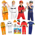 DISHIO Kids Pretend Role Play Costumes, Dress Up Clothes for Toddlers, 4 Sets Astronaut, Policeman, Firefighter, Engineer Costume for Kids and Toddlers Boys Christmas Birthday Age 3 to 6