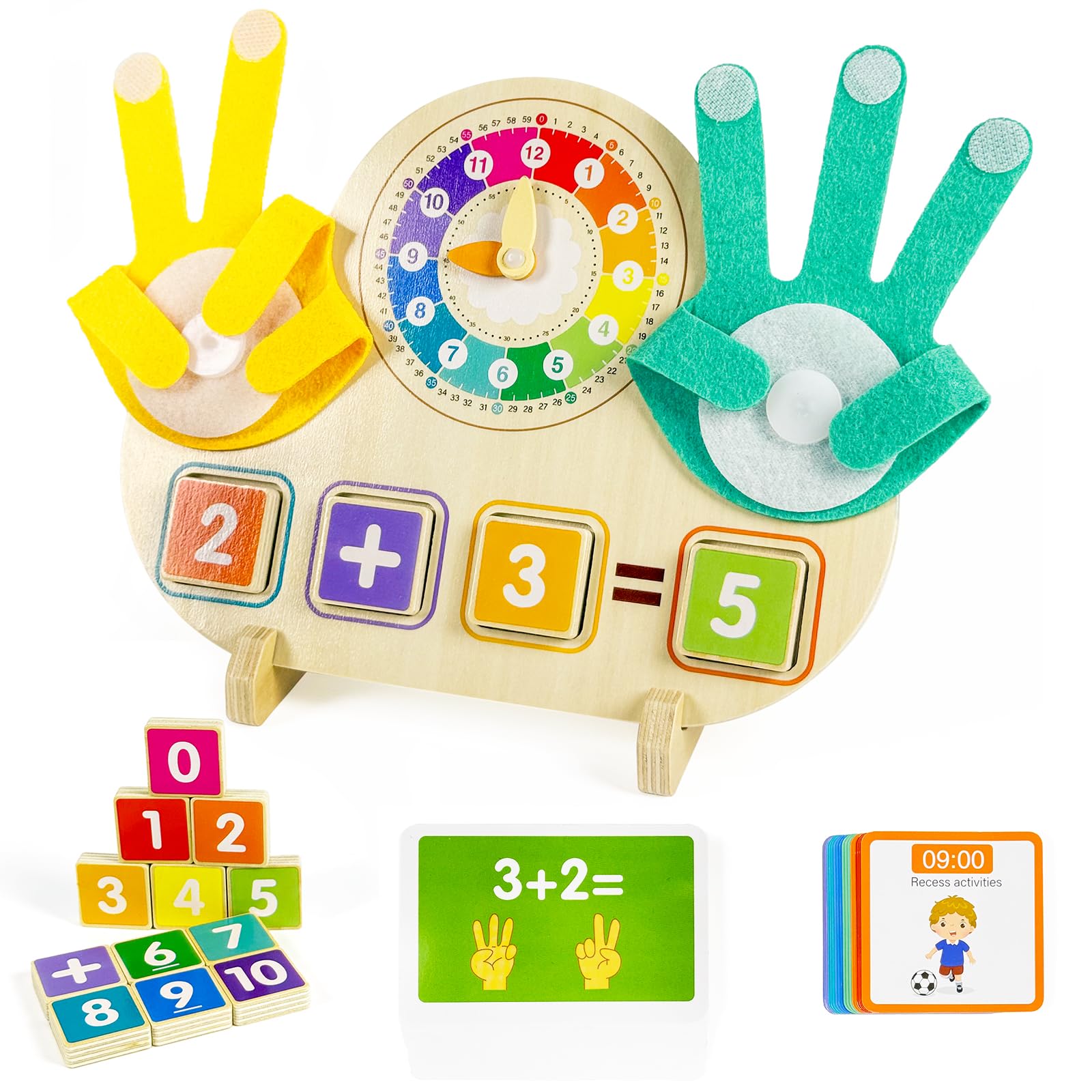 Toddler Learning Toys 3-5, Educational Games with Visual Timer for Kids 5-7, Montessori Number Counting Toys, Math Manipulatives, Preschool Kindergarten School Supplies, Birthday Gifts for 2 3 4 5 6 7