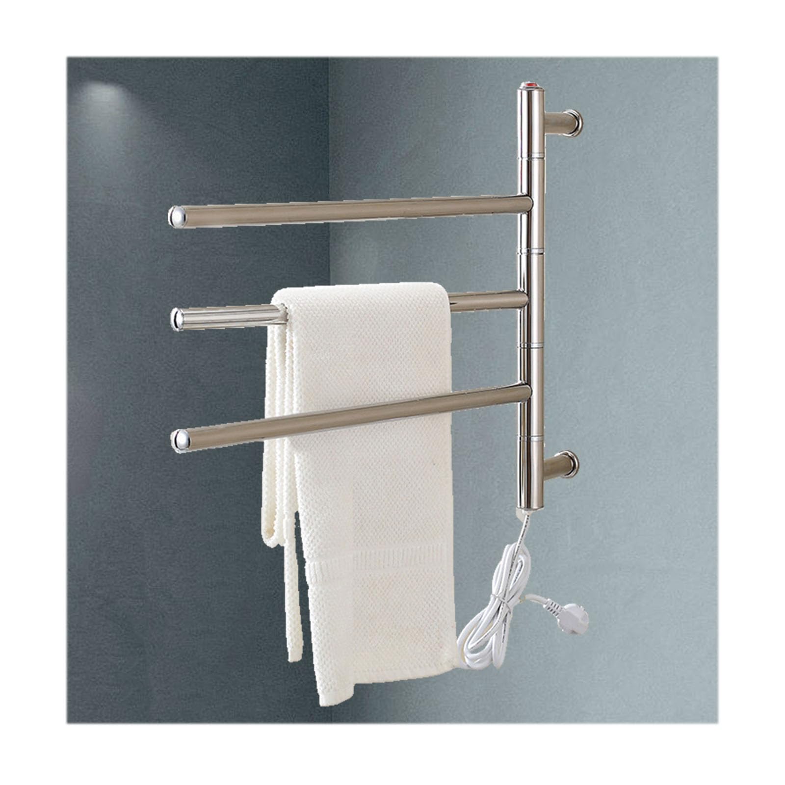 Swivel Towel Warmer for Bathroom,Towel Warmer Rack Stainless Steel,Electric Heated Towel Racks Wall Mounted Constant Temperature,Plug in