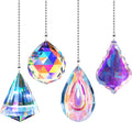 4 Pieces Crystal Ceiling Fan Pull Chain Decorative Rainbow Pull Chain Extension 20 Inch Ceiling Ornament with Ball Connector(Longan, Round, Polygon, Quadrilateral)
