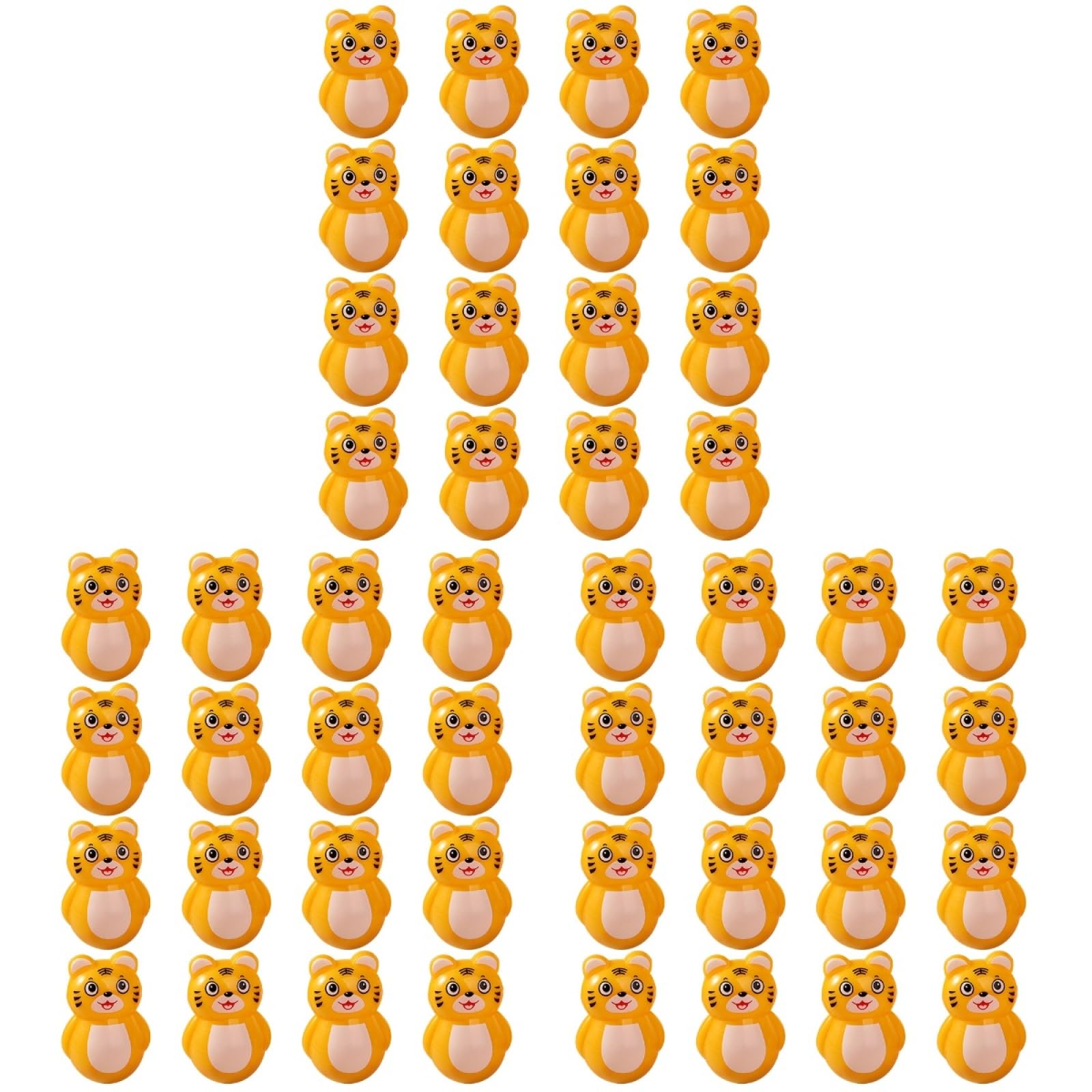 Toyvian 48 Pcs Tumbler Little Tiger Garden Statue Mini Wobble Toy Bonsai Decor New Year Lucky Mascot Spring Festival Zodiac Ornament Cars Toy Tiger Ornaments Plastic Household Model Child