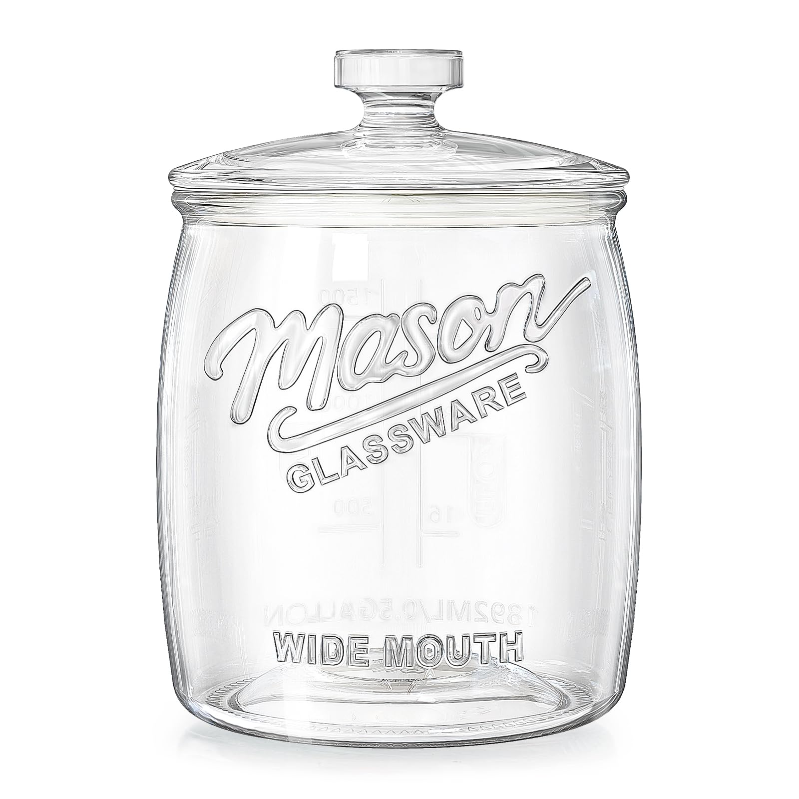 Half Gallon Cookie Jar, Glass Flour Sugar Storage Container for Kitchen Pantry & Laundry Room,Wide Mouth Mason Jar for Sourdough Starter, Candy, Flour, Dog Treats, Coffee - Set of 1