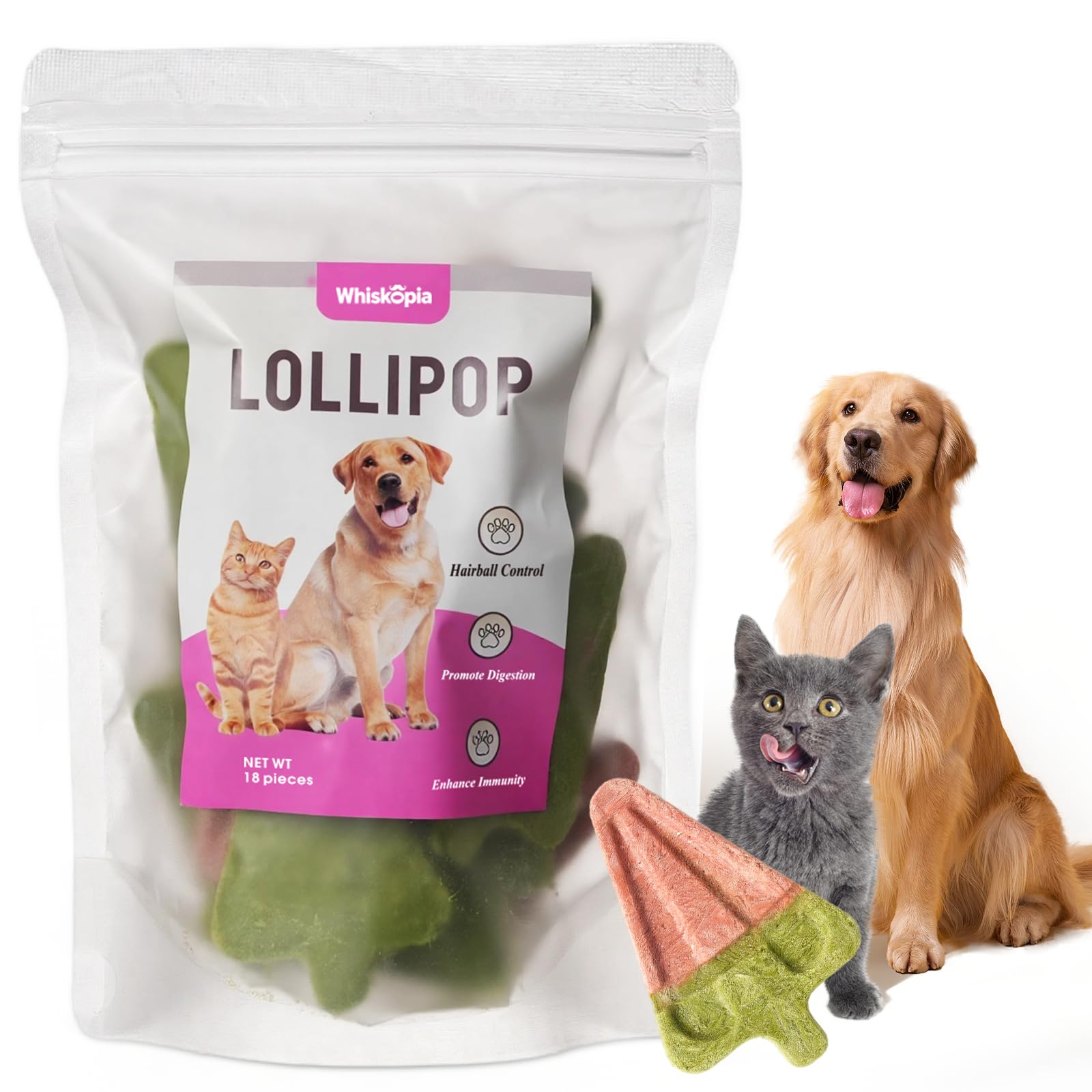 Freeze-Dried Dog & Cat Treats with Watermelon Shapes, Interactive Crunchy Snacks for Indoor Kitten, 100% Natural Chicken Traning Treats for Cat, Small & Medium Dogs, 18 Pack