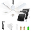 SHUNLEE Solar Outdoor Ceiling Fan Light 31.5'', 60W Solar Powered Portable Gazebo Fan With Remote and Hook, 3000K-6000K LED, 40000mAh Large Hanging Canopy Fan (31.5 inch)