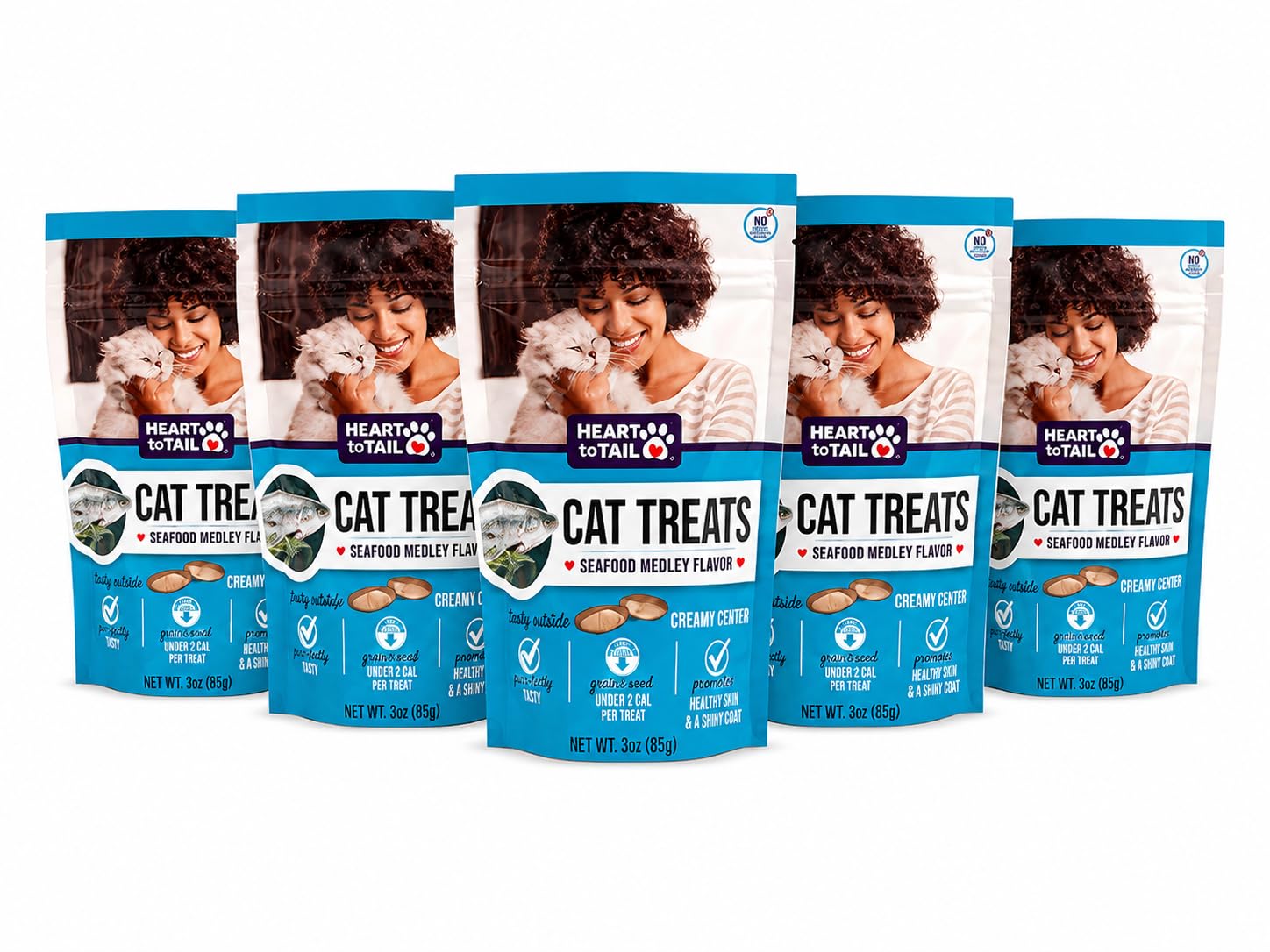Seafood Medley Flavored Cat Treats Crunchy Outside Creamy Inside 5-Pack