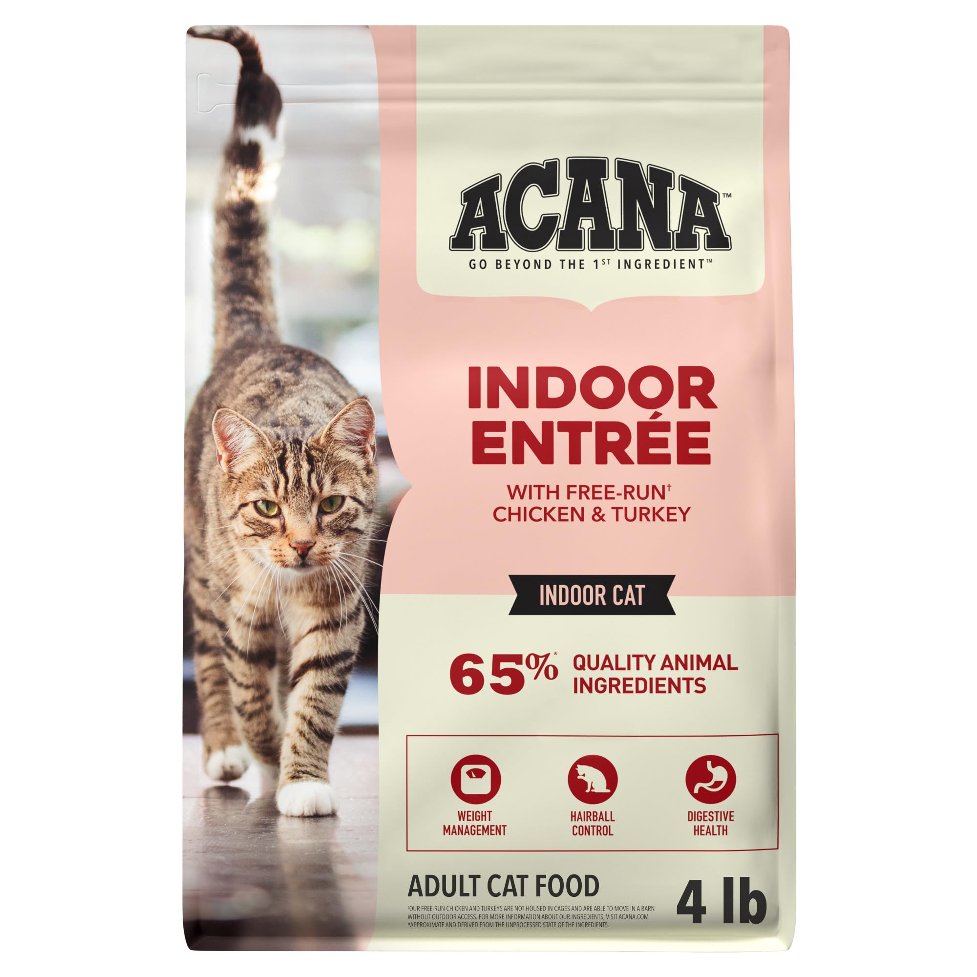 ACANA Dry Cat Food for Indoor Cats Indoor Entrée Chicken Turkey Whole Herring and Rabbit 4lb Bag