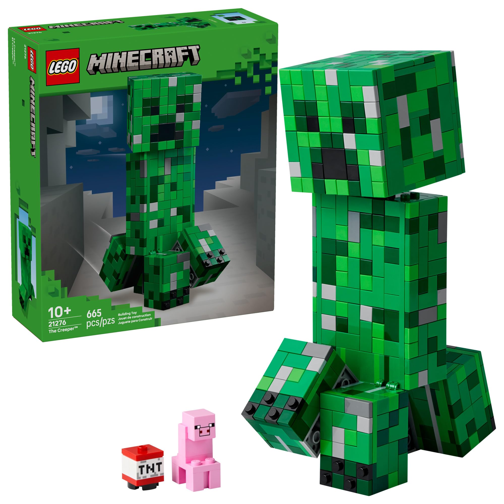 LEGO Minecraft The Creeper Kids Building Toy - Minecraft Toy for Boys & Girls, Ages 10+ - Room Decor for Gamers w/ 1st Version Creeper Minifigure - Gift for Birthdays - 21276