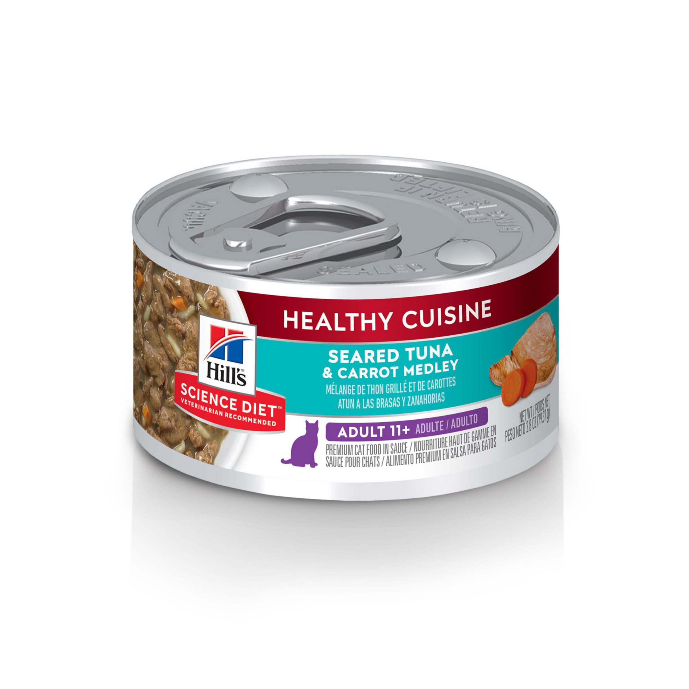Hill's Science Diet Senior 11+ Healthy Cuisine Wet Cat Food, Tuna & Carrot, 2.8 oz. Cans, 24-Pack
