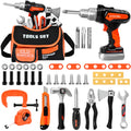 Premium Kids Tool Set, Portable Carrying Bag with Battery Powered Toy Drill, Easy-Grip Pretend Play Toddler Tool Kit, Construction Toys for Boys & Girls Age 3-8, STEM Gifts