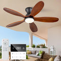 42 Inch Flush Mount ceiling fan with lights,Outdoor Ceiling Fans for Patios,Remote Control,Dimmable,Reversible,Wood Blades,Power-Off Memory,Quiet DC Motor,Modern Hugger Ceiling Fan for Bedroom