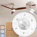 4.92" Ceiling Fan LED Light Board Replacement Retrofit Kit Bright Dimmable 1800LM 3CCT 3000K 4000K 6000K, Live & Neutral 2-Wire Connection, Easy Magnetic Mount on Metal Base (cover shade NOT included)