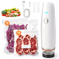-80kPa Compact Vacuum Sealer for Food (Vacuum Sealer Machine + 30 Reusable Bags), 1200mAh Rechargeable Handheld Vacuum Sealer Machine Portable Mini Food Sealer for Sous Vide & Meal Prep-White