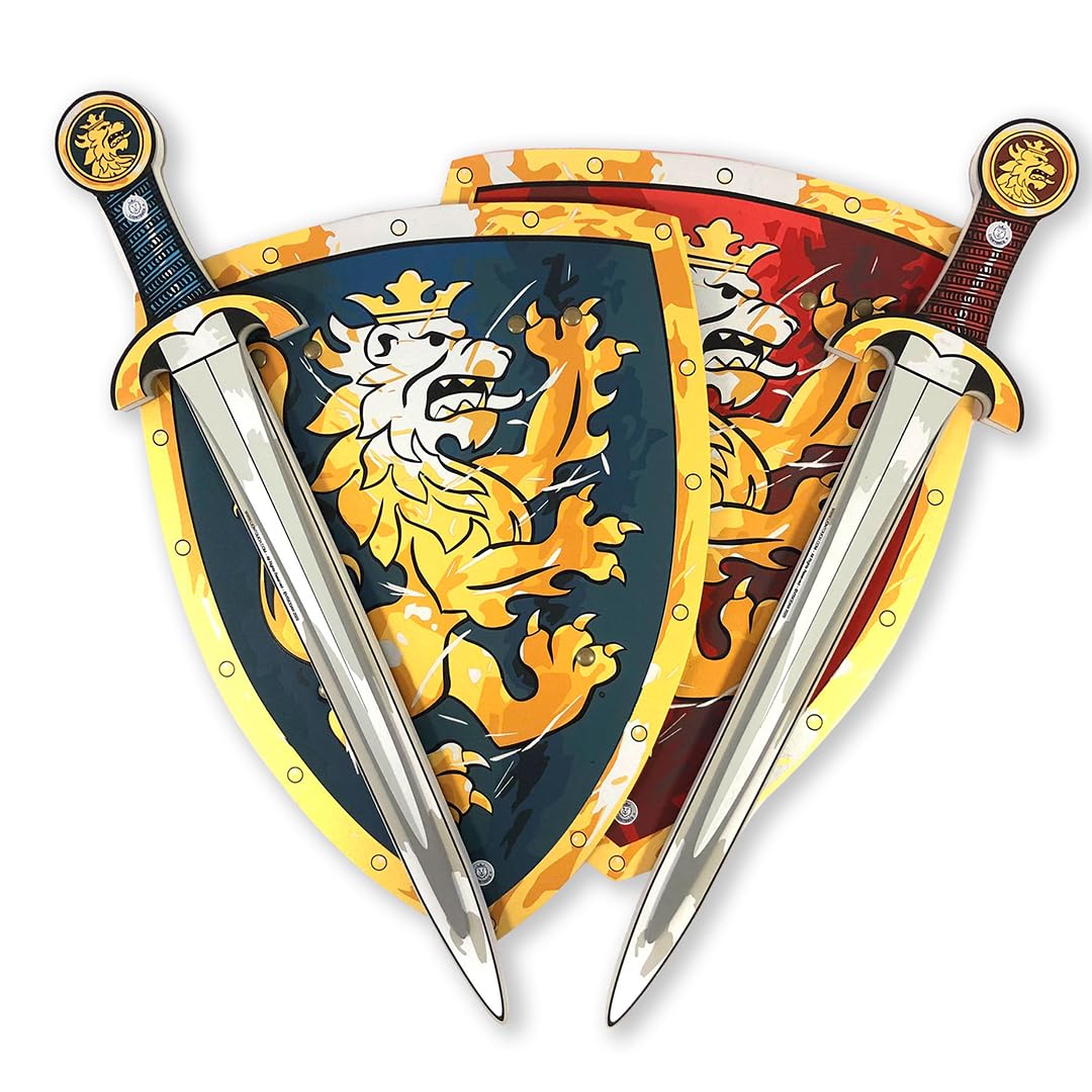 Liontouch - Noble Knight Foam Swords & Shields For Two Kids, Blue/Red – Age 3-8 years | Durable & Safe Foam Medieval Toy Set | Weapons & Battle Accessories For Pretend Play, Dress Up & Knight Costumes