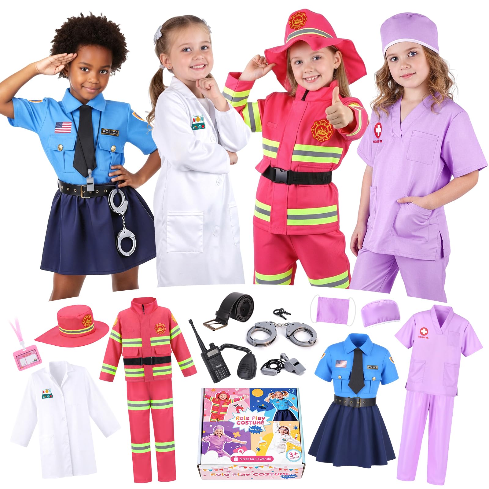 Meland Dress Up Clothes for Girls - Career Day Costume for Kids Ages 3-8 Year Old, Pretend Play Gift for Kids Girls