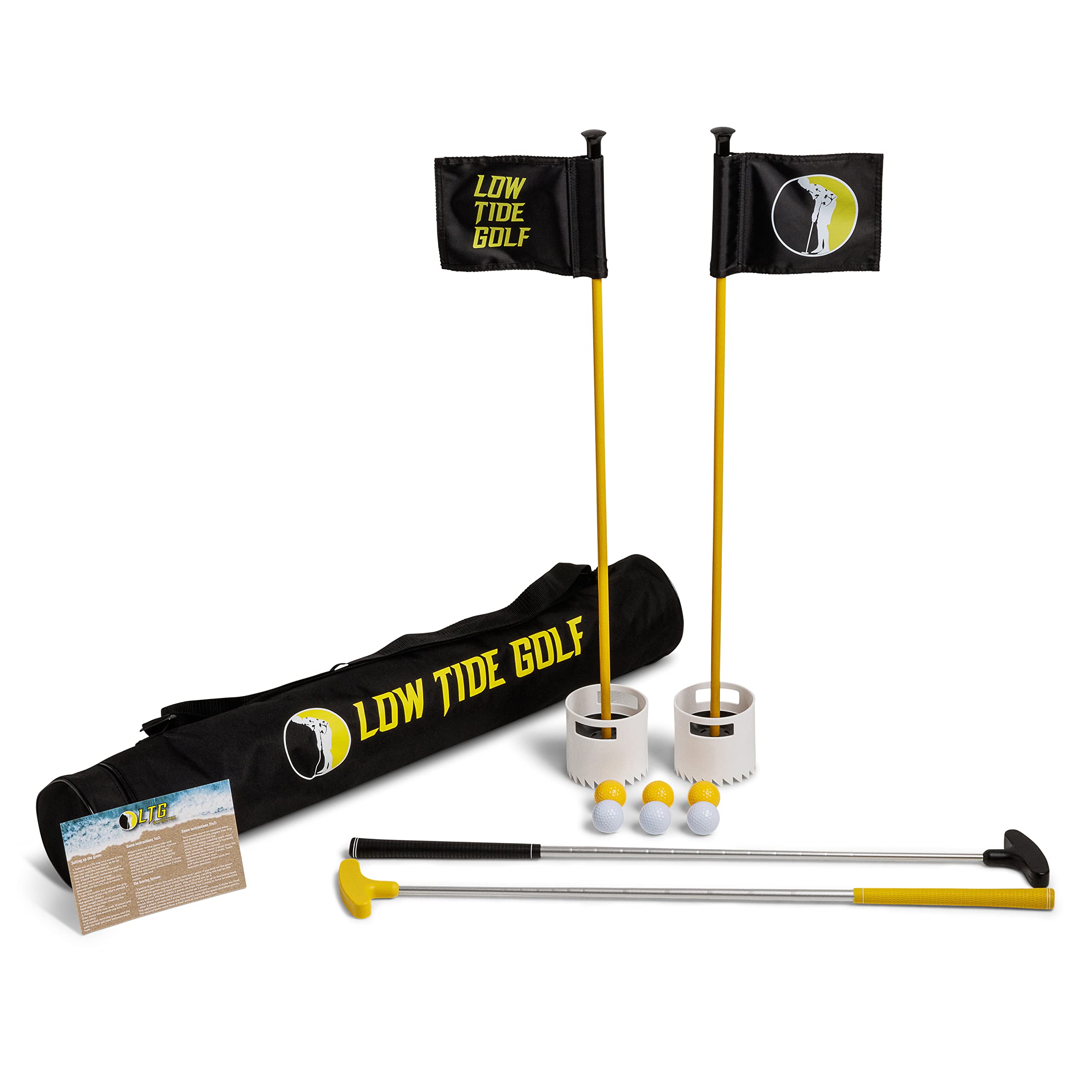 Set – Beach Golf Putting Game | Outdoor Beach Golf Game for Sand | Beach Golf Set with 2 Putters, 2 Cups, Flags, 6 Golf Balls & Travel Bag