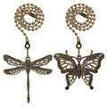 2Pack Dragonfly and Butterfly Ceiling Fan Pull Chain, 14inch 3mm Beaded Light Core Extender Pendant Ornaments Extension Decoration with Connector, Bronze