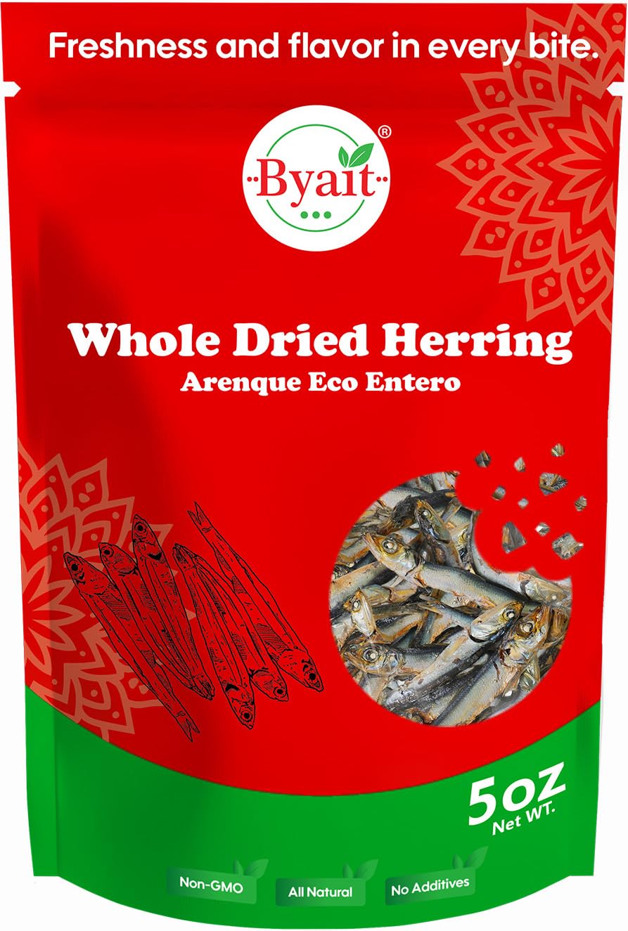 Whole Dried Herring 5 Oz, One Ingredient Dog Treats Fish for Training, Crunchy Air Dried Fish for Dogs and Cats