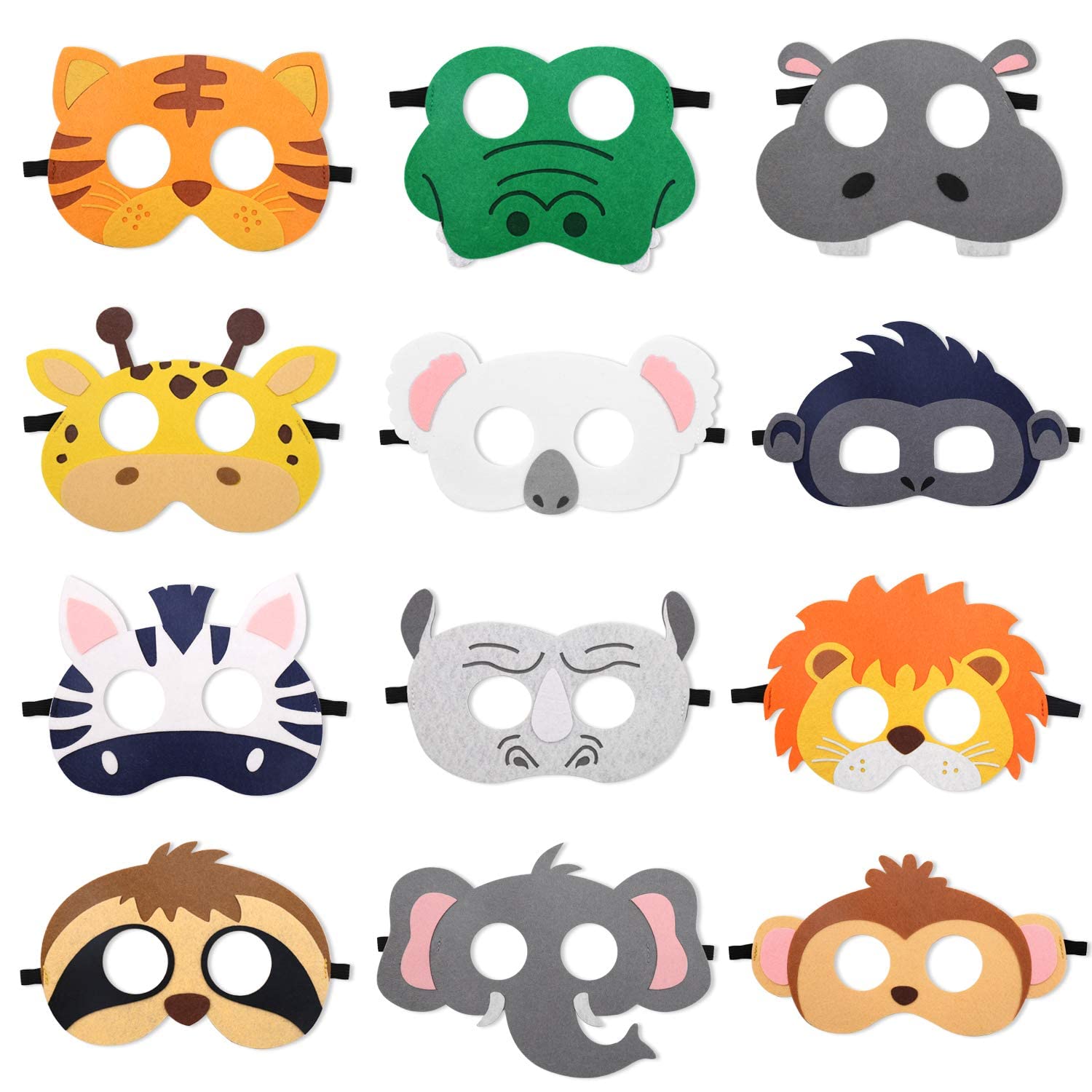 CiyvoLyeen Party Animals Felt Masks Jungle Farm Forest Animals Theme Birthday Party Favors Party Supplies for Boys or Girls