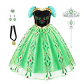 Princess Dress Up for Girls Halloween Cosplay Princess Costume Luxury Green Fancy Dress Christmas Birthday Party Outfit