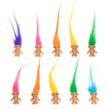 10 PCS Long-haired Lucky Mini Troll Dolls, Assorted Hair Colors, 0.78" Bodies, 2" Hair. Cake Toppers, Action Figures, School Project, Arts and Crafts, Party Favors