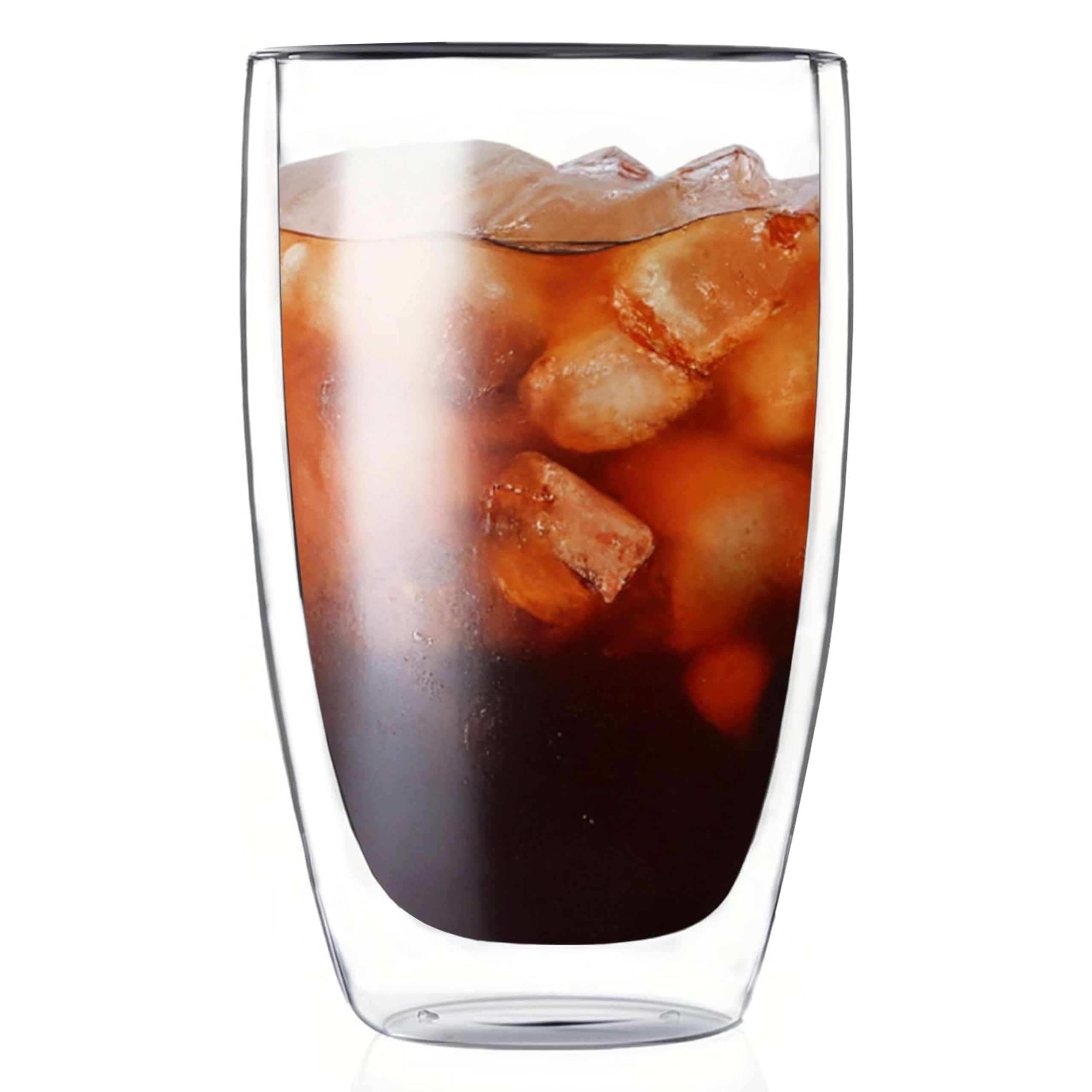 MESNEY 17oz Double Walled Glass Coffee Mugs, Insulated Clear Cappuccino Latte Glass Coffee Mugs for Home, Cafe & Restaurant, Durable Stackable Drinking Glasses