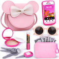Pretend Play Toddler Girl Purse with Makeup Toys Set, Little Girls Purse Toys for 3 4 5 6 7 Year Old Girl Gifts, Kids Purse for Christmas, Birthday Gifts for Ages 3-5 4-5 6-8 Pink