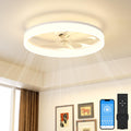 VOLISUN Low Profile Ceiling Fans with Lights and Remote, Ceiling Fan with Light Flush Mount, No Assembly, 3000K-6500K Dimmable, White Fandelier Ceilings Fans with Lights for Bedroom
