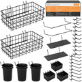 INCLY 30PCS Peg Board Organizer Accessories Kit, Pegboard Hooks Assortment with Bins, Cups, Wire Baskets and Paper Towel Holder for 1/8“ and 1/4” Pegboard Garage Workbench Craft Room Organizing Tools