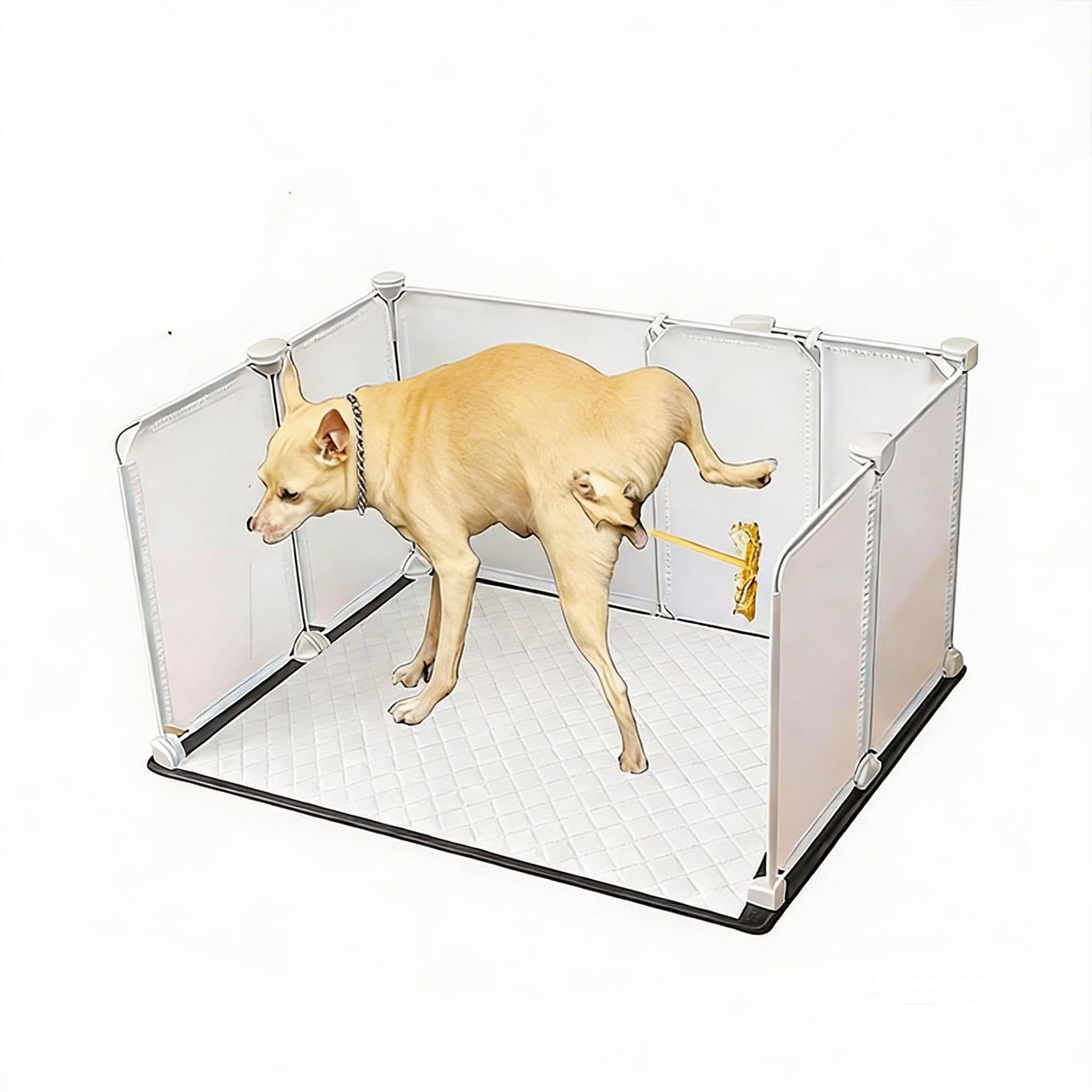 Litter Box Splash Guard, Litter Box Pee Shields for Dogs, Easy to Clean Indoor Dog Fence with Puppy Pee Pad Holder Tray Fits Suitable for Small and Young Dogs?Small?
