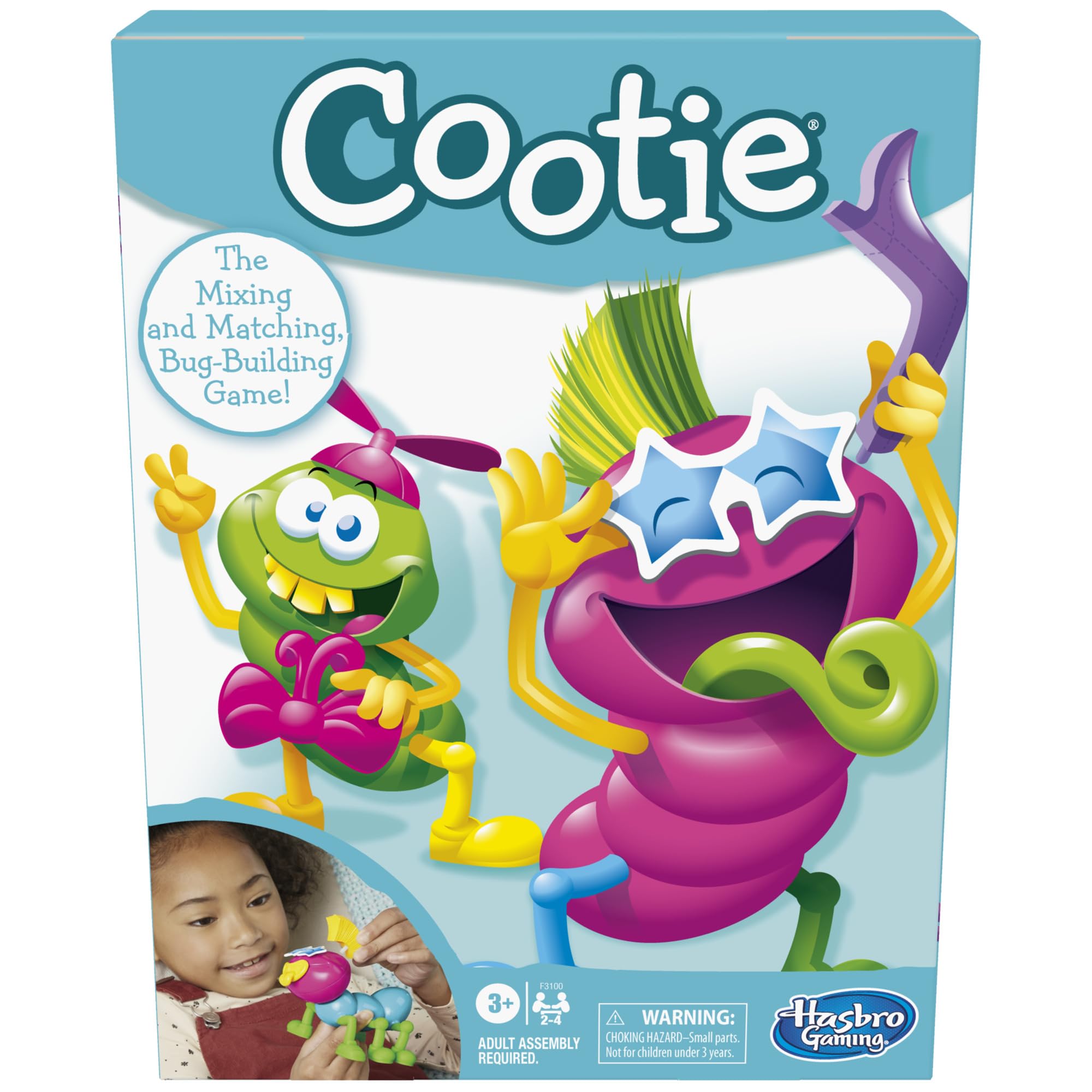 Hasbro Gaming Cootie Mixing and Matching Bug-Building Game | 2-4 Players | Easy Preschool Board Games | Easter Basket Gifts for Boys and Girls| Ages 3+