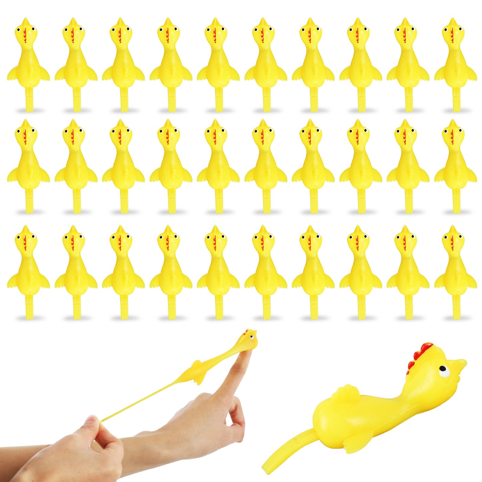 30 Pcs Rubber Chicken Slingshot, Flying Chicken Slingshot Game Finger Slingshot Chicken Toys Chicken Flingers Flinging Chickens for Party, Gag Gifts