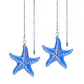 2 Pack Ceiling Fan Pull Chain Ornaments Extension Chains with Decorative Blue Glass Starfish 23 Inches Fan Pull Chain Set For Ceiling Light Lamp Chain
