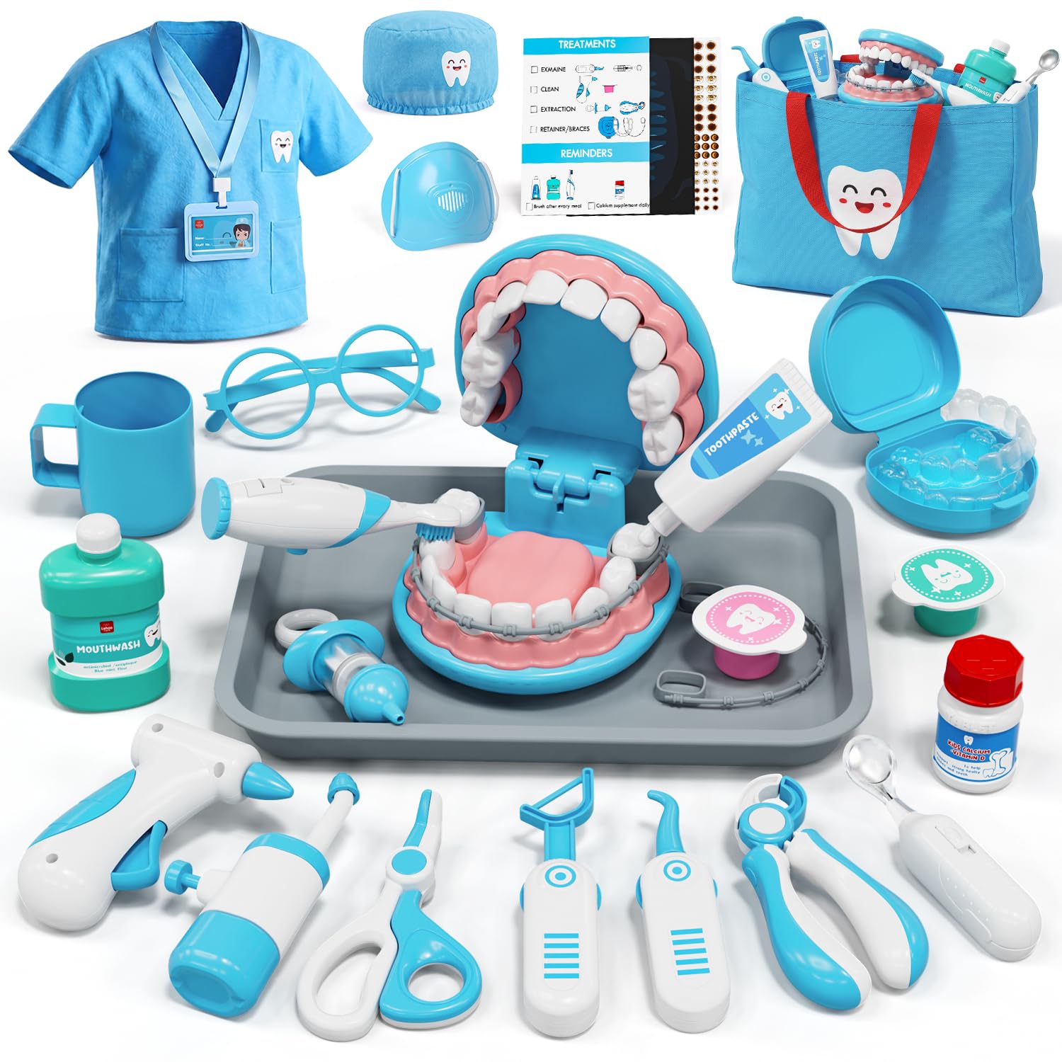 Lehoo Castle Doctor Kit for Toddlers 3-5, Kids Dentist Play Set, Toys for 4+ Year Old Girls Boys, Pretend Play for Toddlers 2-4, Kids Doctor Playset, Medical Kits for Boys 3+
