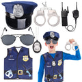 Keymall Kids Police Officer Costume Set 6 Pcs Including Cop Hat Vest Sunglasses Badge Walkie Talkie for Pretend Play Dress Up
