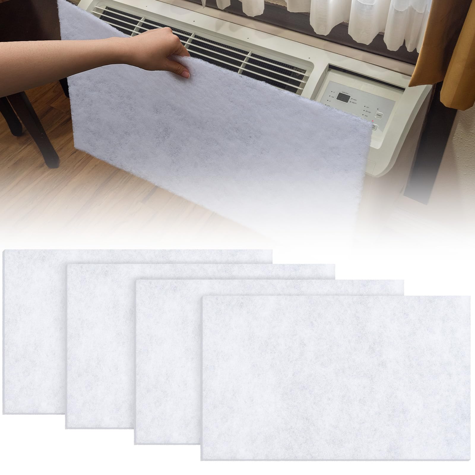 CroBlissful 4 Pcs Air Conditioner Filter Replacement,24" W x 15" H x 1/4",Window Air Conditioner Filters,Universal Window Units for Remove Dust, Pollen, Pet Odors (White)