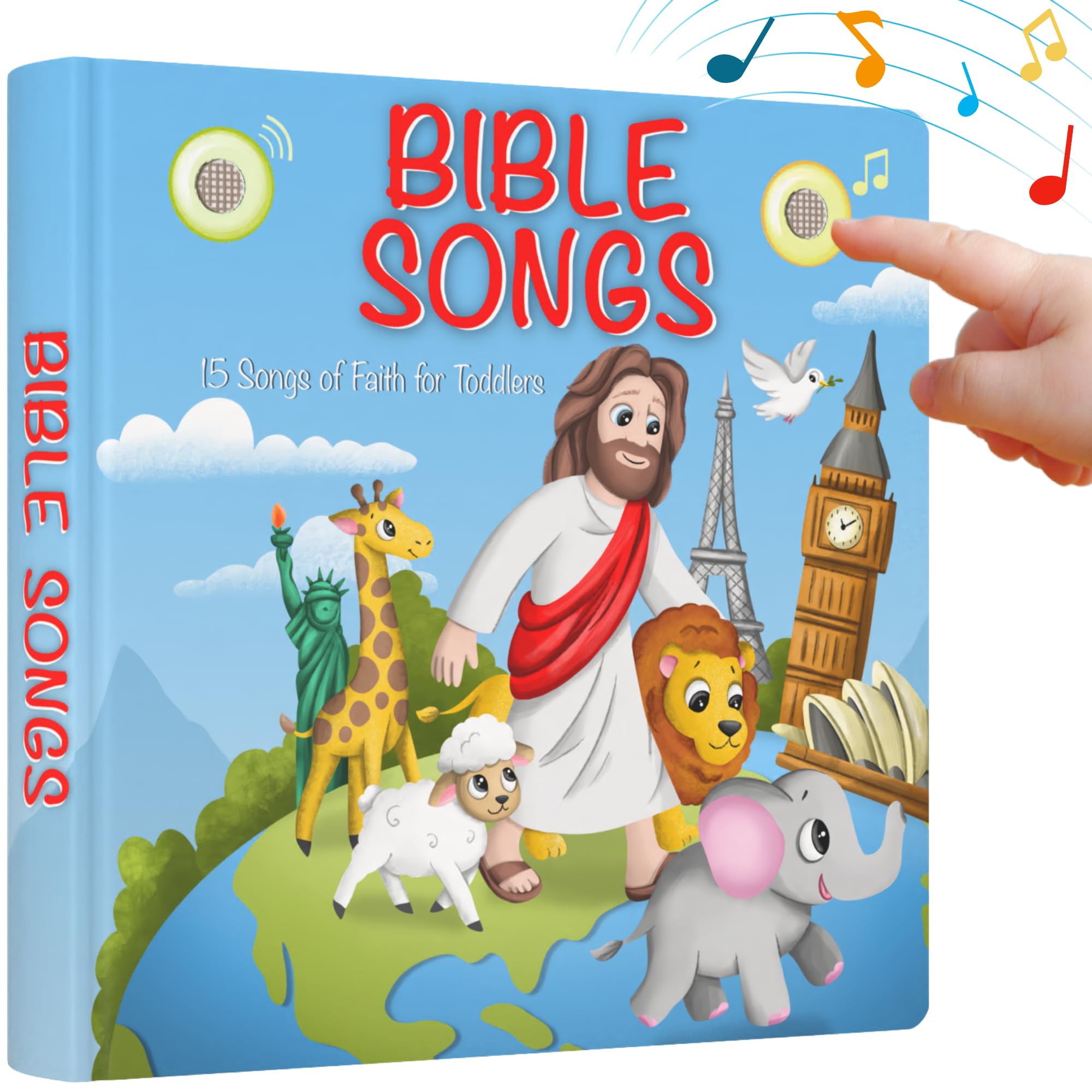 LEARNING BUGS Christian Bible Songs – 15 Songs of Faith for Little Ones, Musical Books for Toddlers, 28-Button Music Book, Musical Toys for Toddlers 1-3