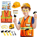 Construction Worker Costume for Boys, Pretend Builder Career Outfit with Self-assembly Engineer truck, Role Play Dress Up for Halloween