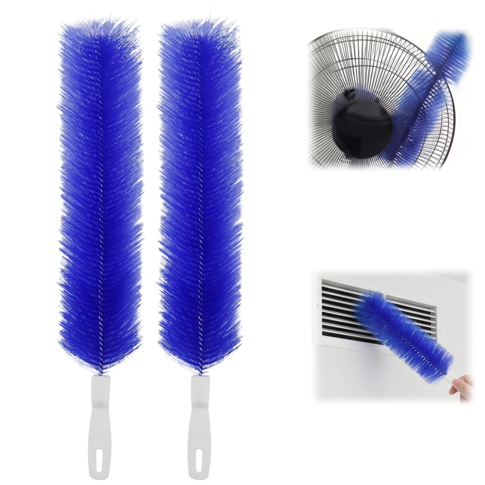 Bendable Microfiber Head, 2026 Fan Cleaner Brush, Washable Reusable Dust Remover for Fans, Air Conditioning, Curtain, Car Vents (Blue 2pcs)