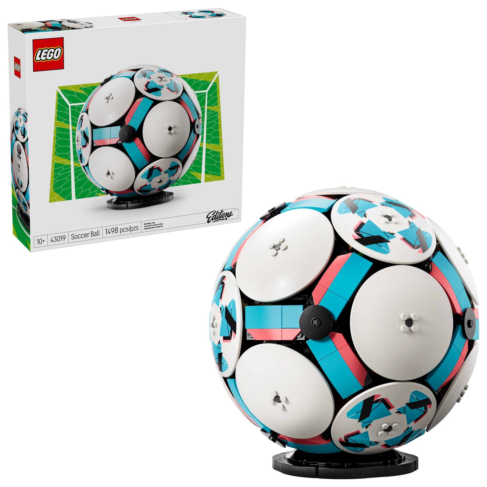 LEGO Editions Soccer Ball - Building Toy for Kids - Collectible Sports Decor for Boys & Girls, Ages 10+ - Includes Micro Stadium - Gift for Father's Day - 43019