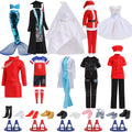 51 Pcs Themed Doll Clothes & Accessories – Educational Role Play Gift Set for Girls with 10 Outfits (Doctor, Bride, Mermaid, Santa, Chef etc.),10 Shoes, 5 Stands – Fits 11.5 Inch Dolls(No Doll)