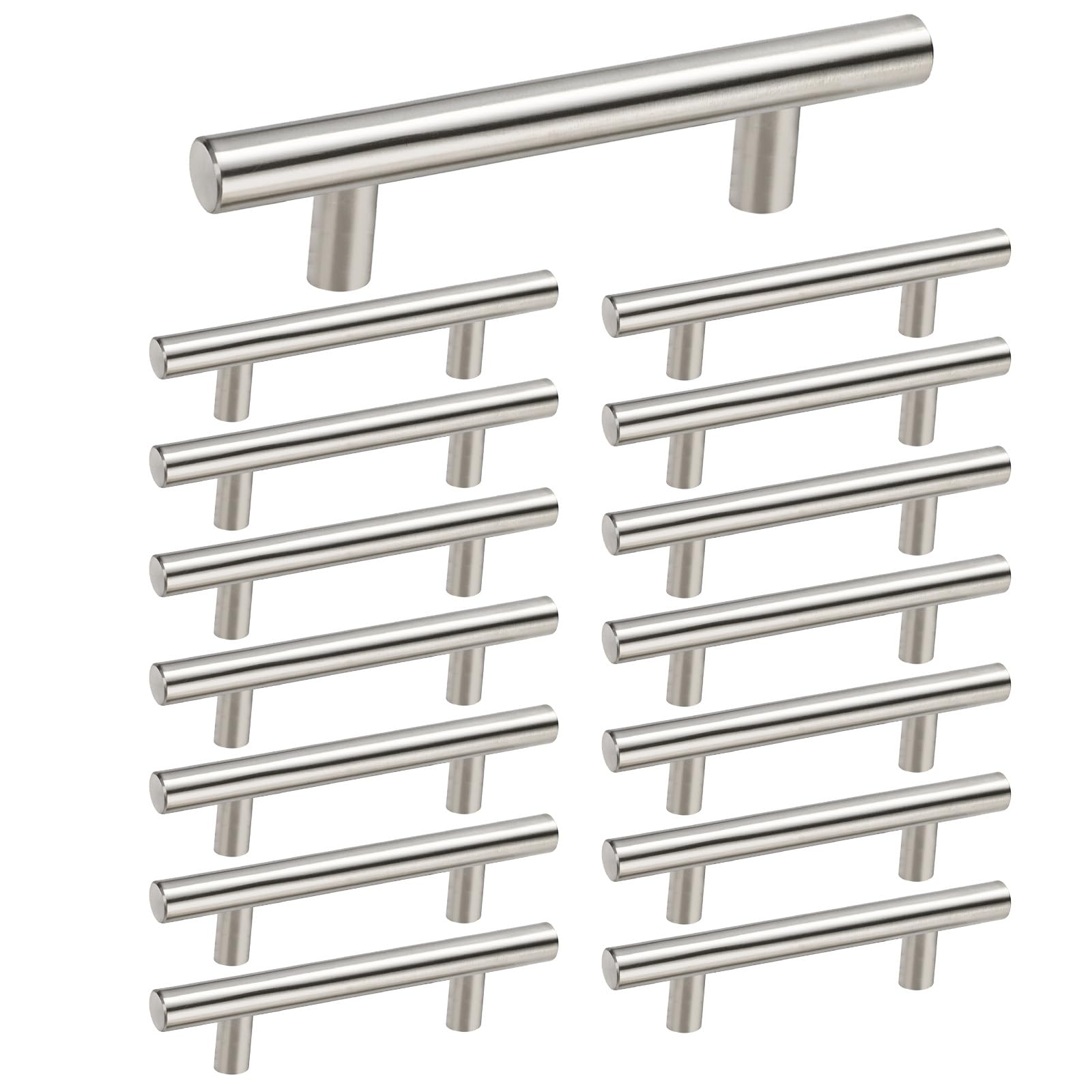 homdiy 15 Pack Brushed Nickel Cabinet Pulls 3 Inch Handles Stainless Steel Cabinet Hardware for Kitchen and Bathroom Cabinets, 5 Inch Overall Drawer Pull