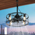 AHAWILL 20" Gazebo Fan, Outdoor Hanging Fan with Llight,6-Speed and Reversible,Plug in Ceiling Fan with Remote&APP,Cage Ceiling Fan with Light for Farmhouse,Gazebo,Patio,Warehouse