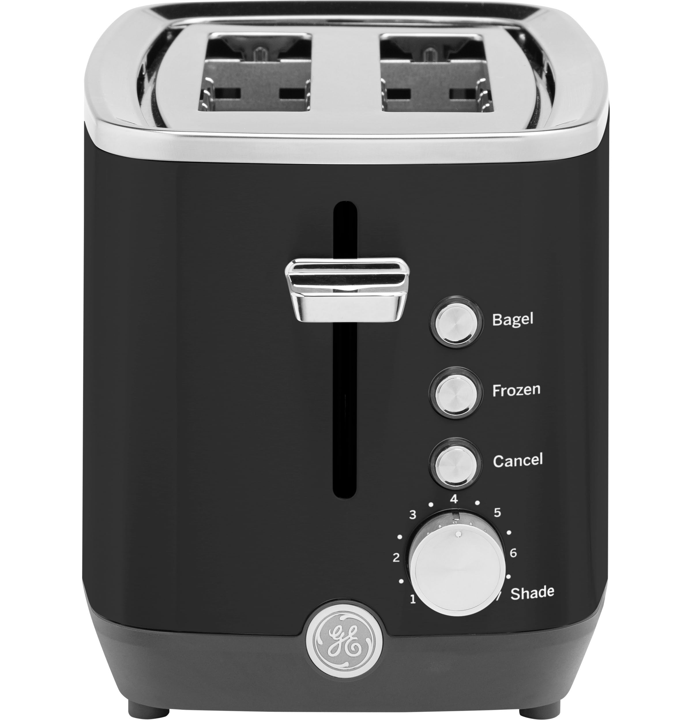 GE 2 Slice Black Stainless Steel Toaster, Extra Wide Slots for Toasting Bagels, Breads, Waffles & More, 7 Adjustable Shade Settings, Removable Crumb Tray, Countertop Kitchen Essentials, 850 Watts
