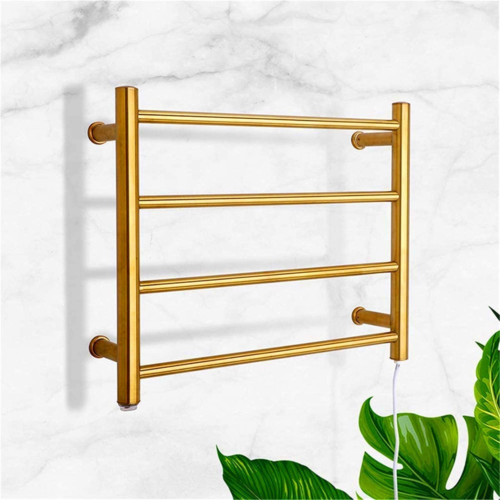 Heated Towel Rail Rails Towel Warmer,Electric Towel Drying Rack,Wall Mounted Hard-Wired/Plug-in Straight Towel Warmer Electric Heated Towel Bars for Bathroom Stainless Steel 4 Bars