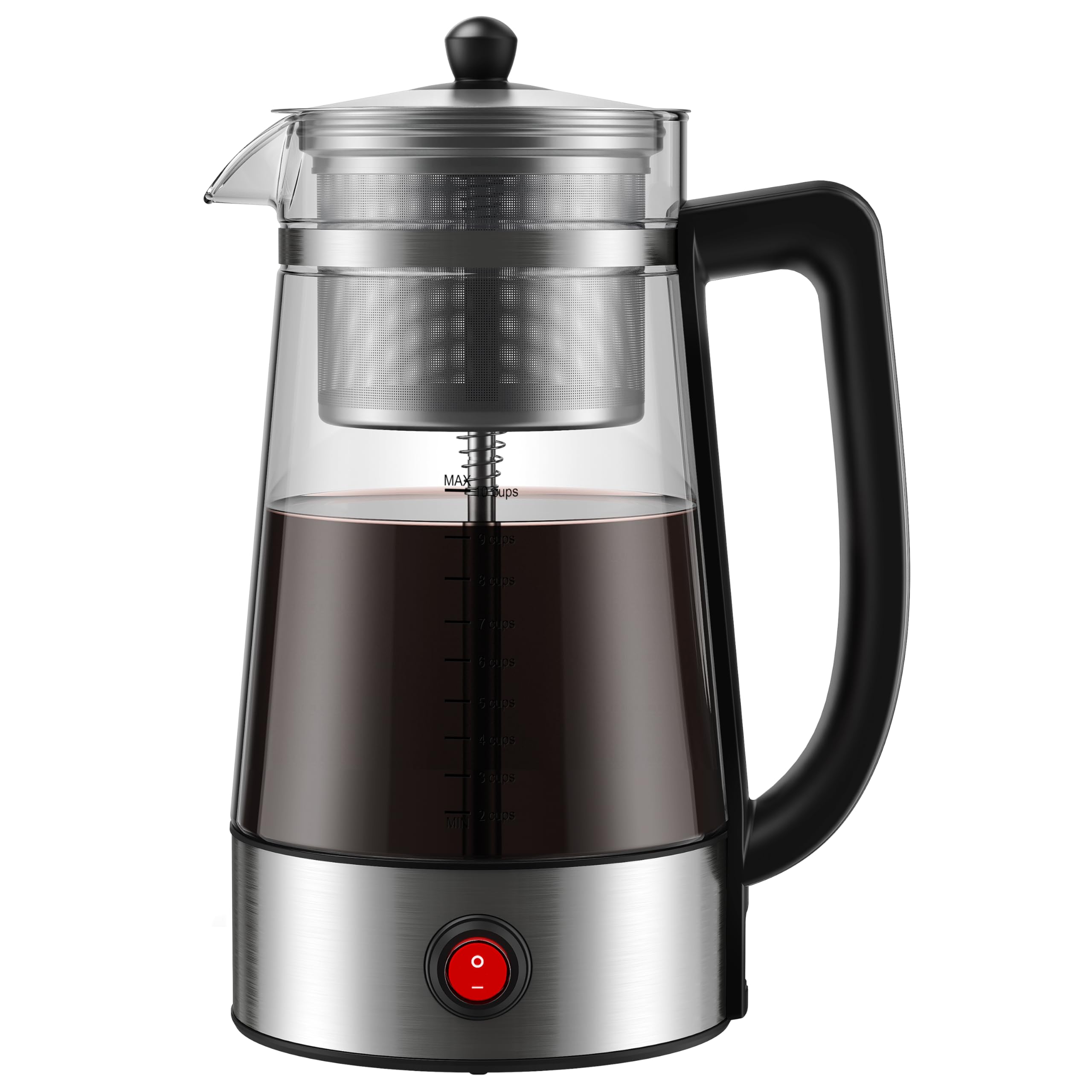 KIDISLE Percolator Coffee Pot, 10-Cup Electric Percolator Coffee Maker with Premium Stainless Steel Filter & Food-Grade Borosilicate Glass, Auto Keep Warm, No-Drip Spout, Stay-Cool Handle