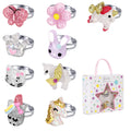 BGSHEMNI Little Girl Jewel Rings in Box, Adjustable Rings for 3-10 Year Old Girl Birthday Gifts, Play Jewelry for Little Girls, Unicorn Butterfly Jewelry Set