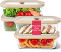 Non-Toxic 35 Oz (4.4 Cup) Glass Storage Containers with Lids – Plastic Free Meal Prep Containers for Lunch, Airtight Food Storage, Microwave and Freezer Safe, 4 Pack - Ziruma